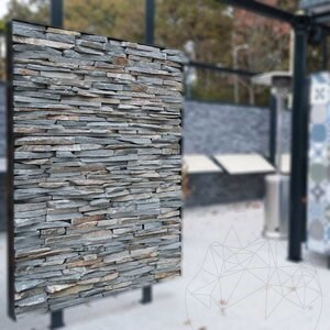 Slate Kavala 3D Strips | Kamień dekoracyjny do okładzin pionowych, zewnętrznych i wewnętrznych (10-12/paleta)