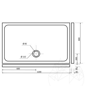 Brodzik marmurowy cappuccino ULTRA FLAT, 120 x 80 x 3 cm