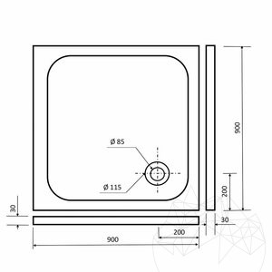 Brodzik z trawertynu Latte ULTRA FLAT, 90 x 90 x 3 cm