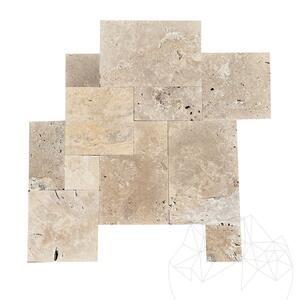 Trawertyn Classic Cross Cut – Płytki French Pattern na Taras, Niewypełnione & Postarzane, 1,2 cm Economy