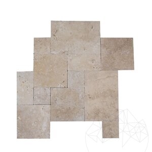 Trawertyn Classic Cross Cut Mini French Pattern Set Antichizat, 1 cm