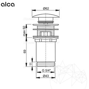Alca Plast wentylator umywalkowy click/clack (mosiądz chromowany, 5/4", bez spłukiwania wstępnego, duży korek)