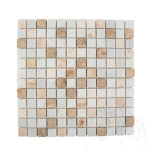 Mozaic Marmura Alba-Onix-Emperador Mix Polisata, 2,3 x 2,3 cm