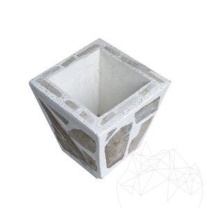 Rustykalna donica betonowa 30x40 cm - pokryta kamieniem Rhodos Polygonal | Idealna do kwiatów w ogrodzie, na tarasie i w alei
