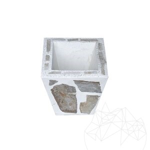 Rustykalna donica betonowa 30x40 cm - pokryta kamieniem Rhodos Polygonal | Idealna do kwiatów w ogrodzie, na tarasie i w alei