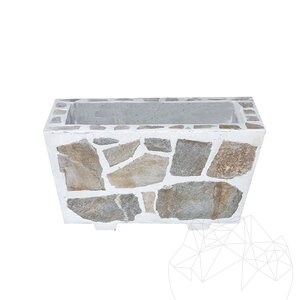 Rustykalna donica betonowa, 30x60 cm - pokryta kamieniem Rhodos Polygonal | Idealna do kwiatów w ogrodzie, na tarasie i w alei