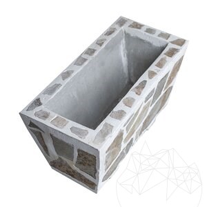 Rustykalna donica betonowa, 30x60 cm - pokryta kamieniem Rhodos Polygonal | Idealna do kwiatów w ogrodzie, na tarasie i w alei