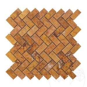 Mozaika Travertine Peach Chevron Polisat, 2,5 x 5 cm