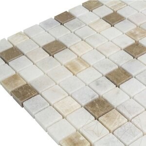 Mozaic Marmura Alba-Onix-Emperador Mix Polisata, 2,3 x 2,3 cm
