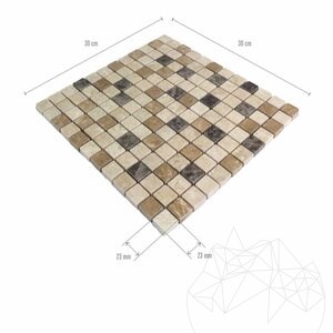 Mozaic Marmura Mix Marmur Polisata, 2.3 x 2.3 cm