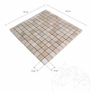 Mozaic Travertin Classic Polisat, 2,3 x 2,3 cm