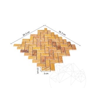 Mozaika Travertine Peach Chevron Polisat, 2,5 x 5 cm