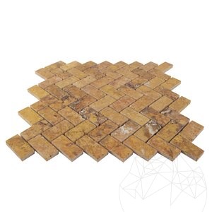 Mozaika Travertine Peach Chevron Polisat, 2,5 x 5 cm