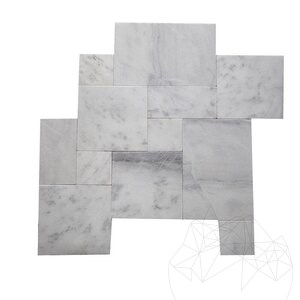 Marmur New York White French Pattern Set piaskowany i szczotkowany 1.2 cm