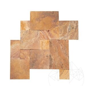 Trawertyn Peach Cross Cut French Pattern Set Brushed, 1,2 cm