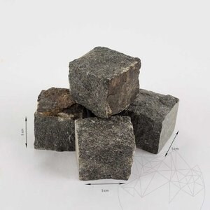 Szary Granit Kamienny Antracyt Natur, 5 x 5 x 5 cm