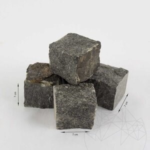 Szary Granit Kamienny Antracyt Natur, 7 x 7 x 7 cm