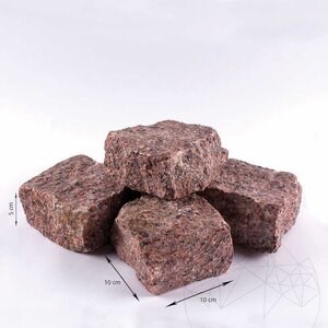 Kamień sześcienny Granit Klon Red Natur, 10 x 10 x 5 cm