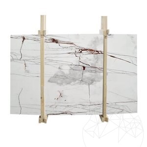 Red Veined Polished Marble Slab, 2 cm