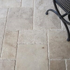 Travertine Classic French Pattern Brushed and Chiselled Set, 3 cm