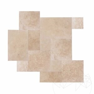 Trawertyn Classic Cross Cut French Pattern Set Brushed, 1,2 cm