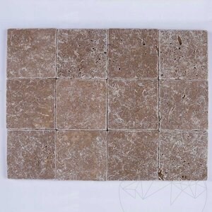 Trawertyn Walnut Cross Cut Antiqued, 10 x 10 x 1 cm