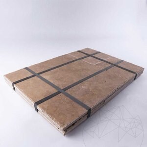 Trawertyn Walnut Cross Cut French Pattern Set Brushed and Daltuit, 1,2 cm