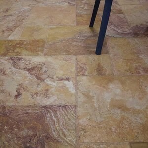 Trawertyn Peach Cross Cut French Pattern Set Brushed and Chiselled, 1,2 cm
