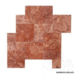 Czerwony trawertyn Opium Cross Cut Tumbled French Pattern Set 1,2 cm