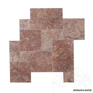 Czerwony trawertyn Opium Cross Cut Tumbled French Pattern Set 1,2 cm