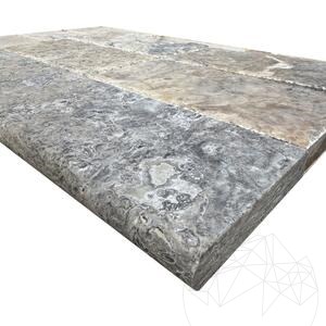 Obrzeże trawertynowe Silver Standard antyczne Cross Cut 3 x 15 x 61 cm
