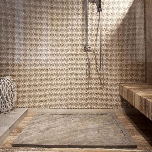 Brodzik srebrny trawertyn ULTRA FLAT, 120 x 80 x 3 cm