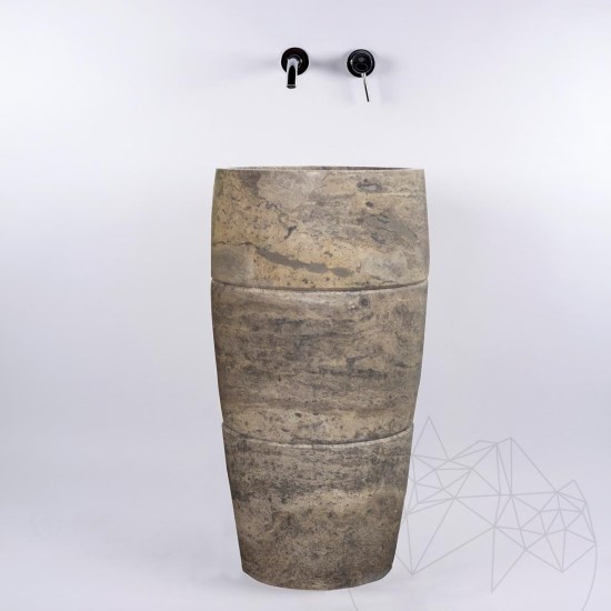 Tao umywalka srebrna trawertyn SP-26, 82x42 cm