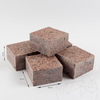 Kamień sześcienny Granit Maple Red Fasetowany 4 strony, 10 x 10 x 5 cm