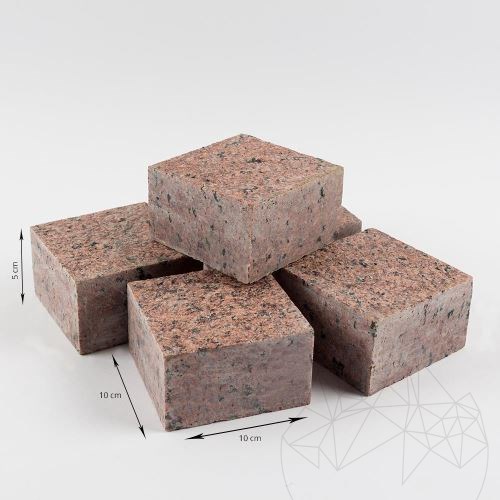 Kamień sześcienny Granit Maple Red Fasetowany 4 strony, 10 x 10 x 5 cm