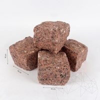 Kamień sześcienny Granit Maple Red Natur, 10 x 10 x 10 cm