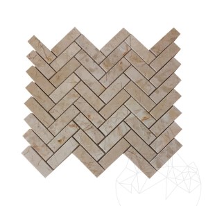 Mozaic Marmura Crema Royal Chevron Polisat, 2,3 x 7,5 cm