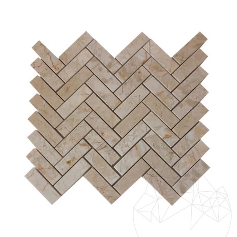 Mozaic Marmura Crema Royal Chevron Polisat, 2,3 x 7,5 cm