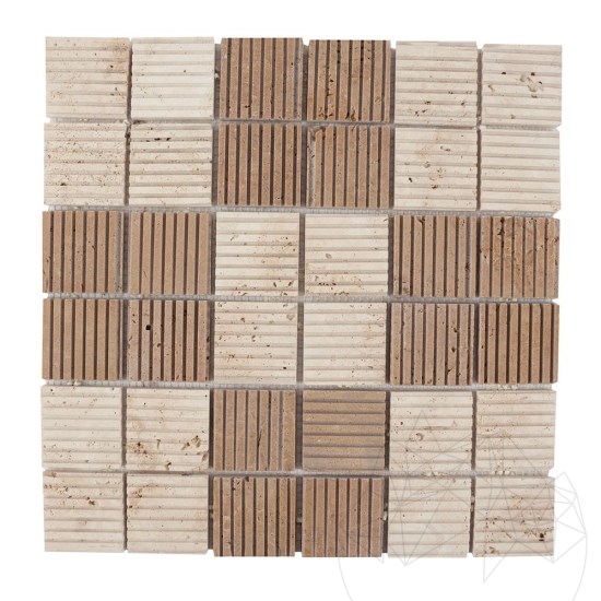Mozaic Travertin Classic-Noce Rizat, 4,7 x 4,7 cm