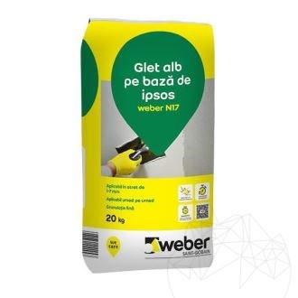Biały tynk wyrównujący na bazie gipsu - Weber N17, 20 kg