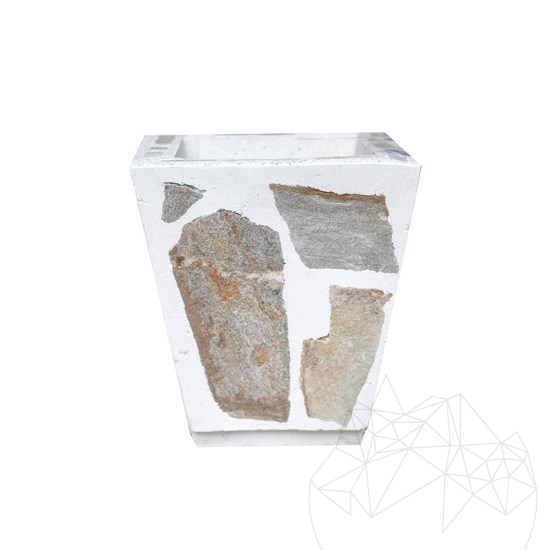 Rustykalna donica betonowa 30x40 cm - pokryta kamieniem Rhodos Polygonal | Idealna do kwiatów w ogrodzie, na tarasie i w alei