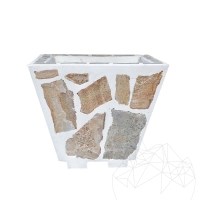 Rustykalna donica betonowa, 50x50 cm - pokryta kamieniem Rhodos Polygonal | Idealna do kwiatów w ogrodzie, na tarasie i w alei