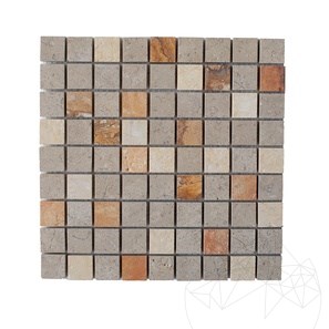 Mozaika Mix Travertine Peach / Limestone Astoria / Marble Cream Royal Periat, 3 x 3 cm