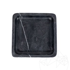 Dekoracyjna kwadratowa taca Nero marmur, 15 x 15 x 2,5 cm