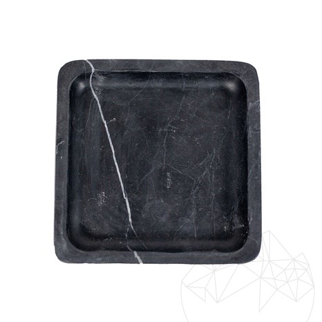 Dekoracyjna kwadratowa taca Nero marmur, 15 x 15 x 2,5 cm