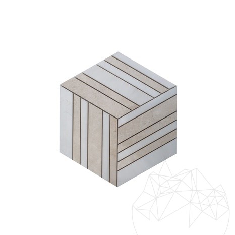 Biało-beżowa mozaika z polerowanego marmuru 3D, 20 x 20 cm