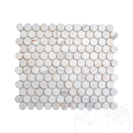 Calacatta Bursztyn Polerowany Marmur Penny Mozaika, 30,5 x 28 c